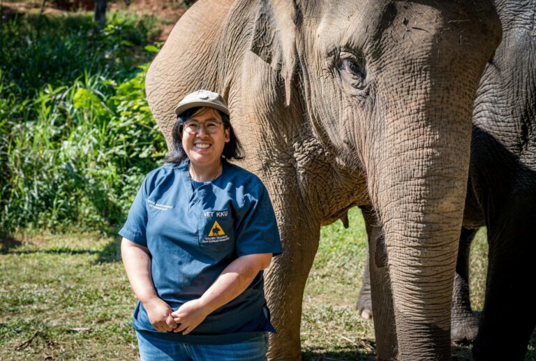 Dr. Nissa Mututanont and Elephant at Anantara Golden Triangle Anna Haines35