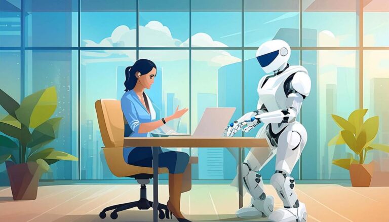 adobe firefly robot helping human in office