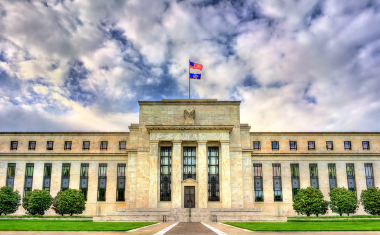 federal reserve with flag