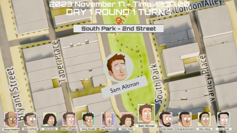 Simulation Image Sam Altman in Park in SF