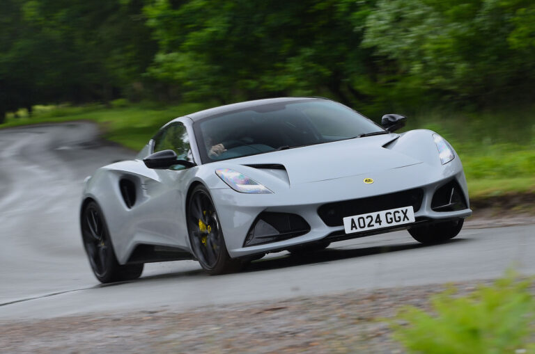 lotus emira cornering front